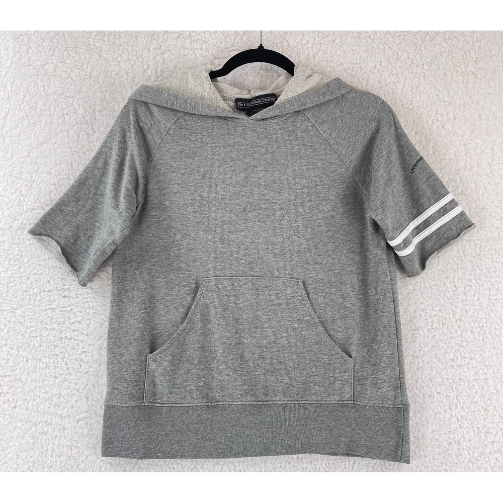 J. Peterman Company Sweater Womens Small Gray Short Sleeve Hoodie Vintage Knit